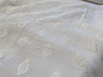 2 EV43 Sheers 2.1y x 66"w  Scalamandre Havisham White Cotton Madras Small Scale Texture