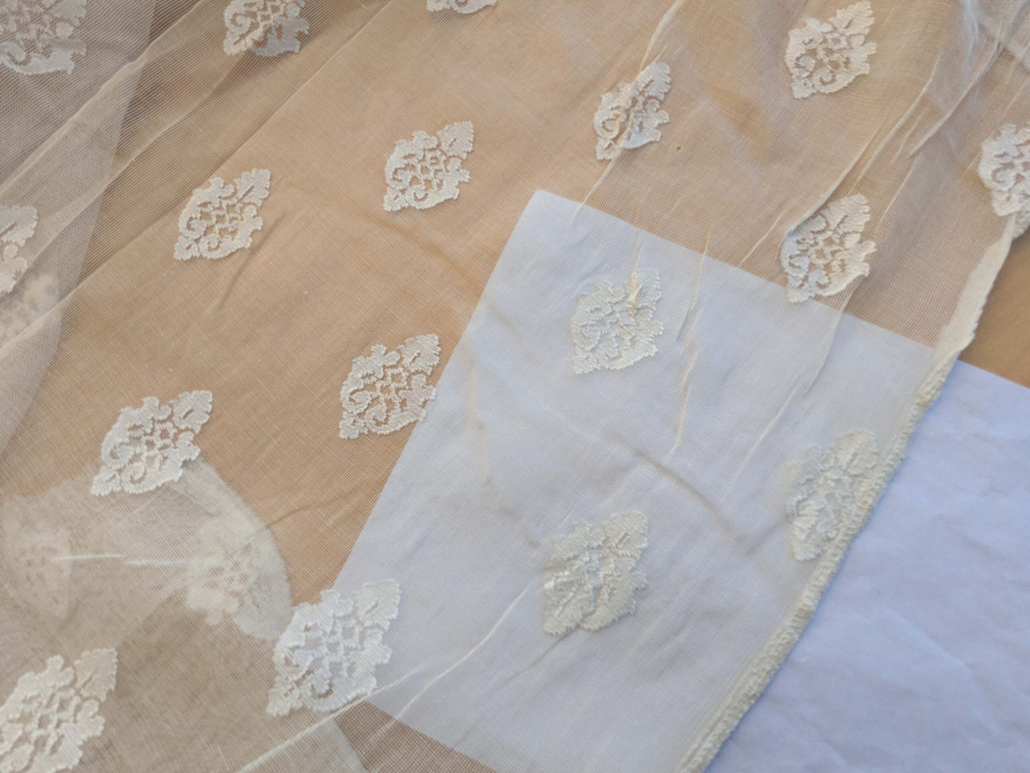 2 EV43 Sheers 2.1y x 66"w  Scalamandre Havisham White Cotton Madras Small Scale Texture