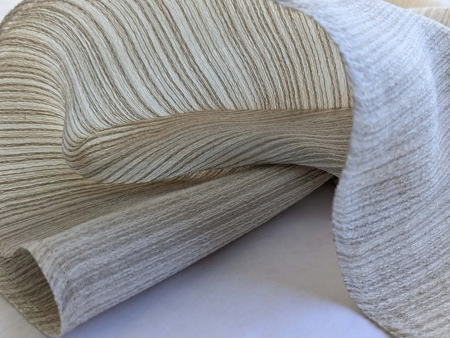 5 EV43 Sheers 1.3y x 126"wide Scalamandre Lelievre Paris Briscola M1 Marbre Beige Strie Texture Polyester MSRP USD 652/y