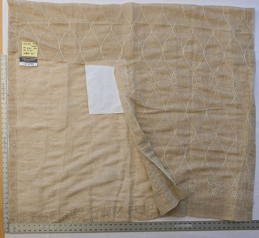 7 EV43 Sheers 2.4y x 51"w with Corner Cut Scalamandre Sheer Diamond Ogee Brown Art Deco