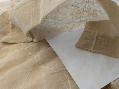 7 EV43 Sheers 2.4y x 51"w with Corner Cut Scalamandre Sheer Diamond Ogee Brown Art Deco