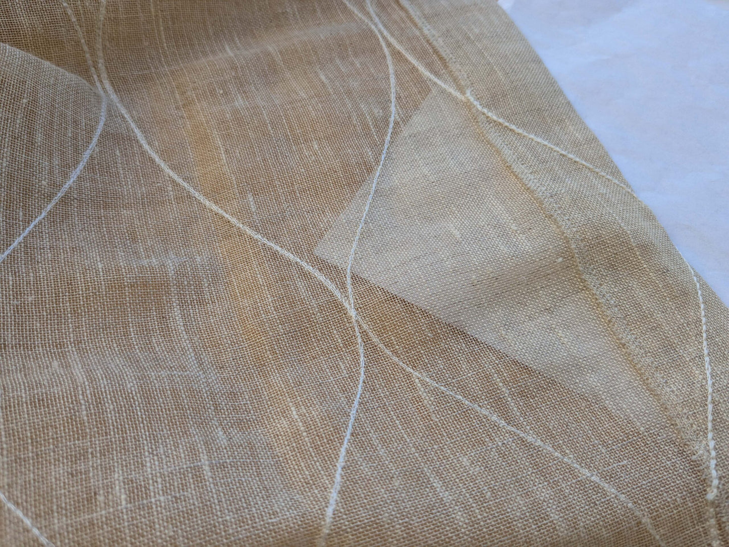 7 EV43 Sheers 2.4y x 51"w with Corner Cut Scalamandre Sheer Diamond Ogee Brown Art Deco