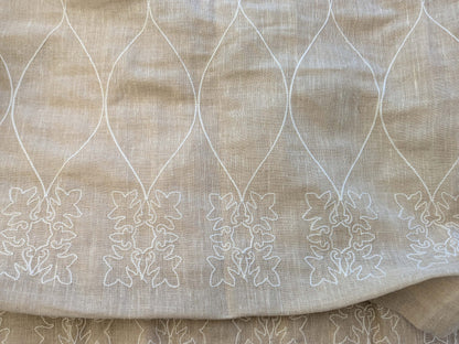 7 EV43 Sheers 2.4y x 51"w with Corner Cut Scalamandre Sheer Diamond Ogee Brown Art Deco