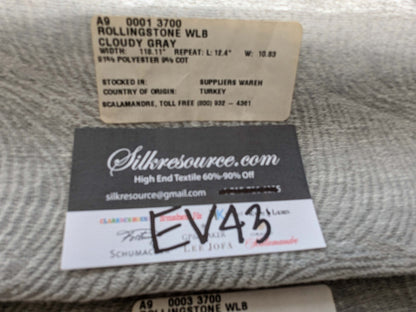 9 EV43 Sheers 2.4y x 56"w Scalamandre Rollingstone WLB Cloud Gray Wave Strie Texture