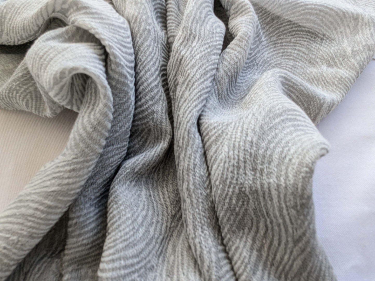 10 EV43 Sheers 2.4y x 559"w  Scalamandre Rollingstone WLB Cloud Gray Wave Strie Texture