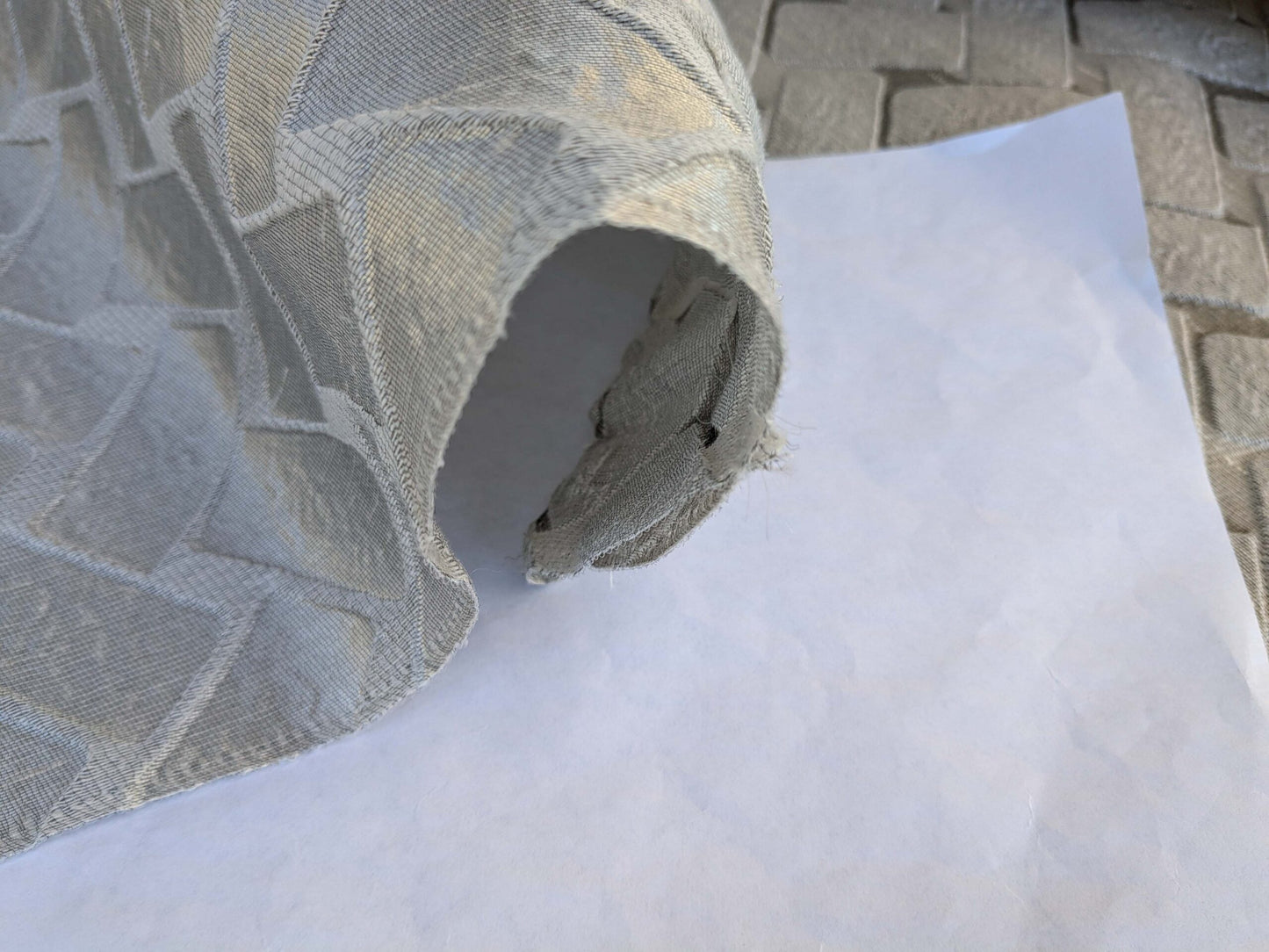 11 EV43 Sheers 2.4y x 51"w Scalamandre Union Oyster Geometric Gray Linen Polyester