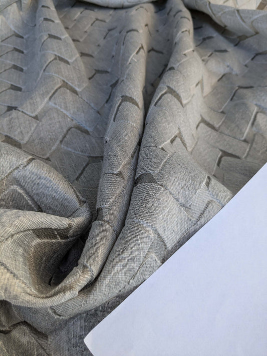 Scalamandre Union Geometric Linen Polyester - Oyster Gray