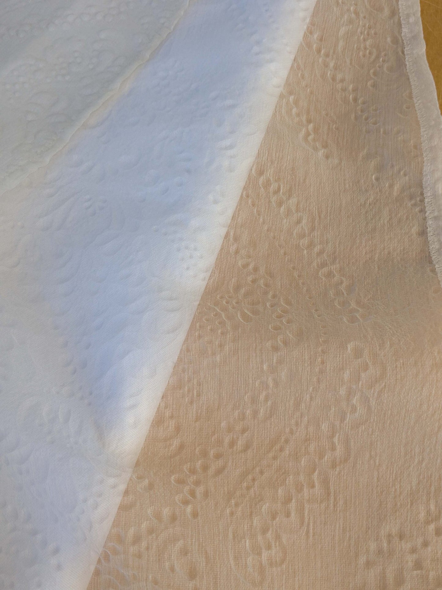 12 EV43 Sheers 2.4y x 56"w Scalamandre Christian Fischbacher Orient Light Eggshell Abstract Jacquard Small Stain