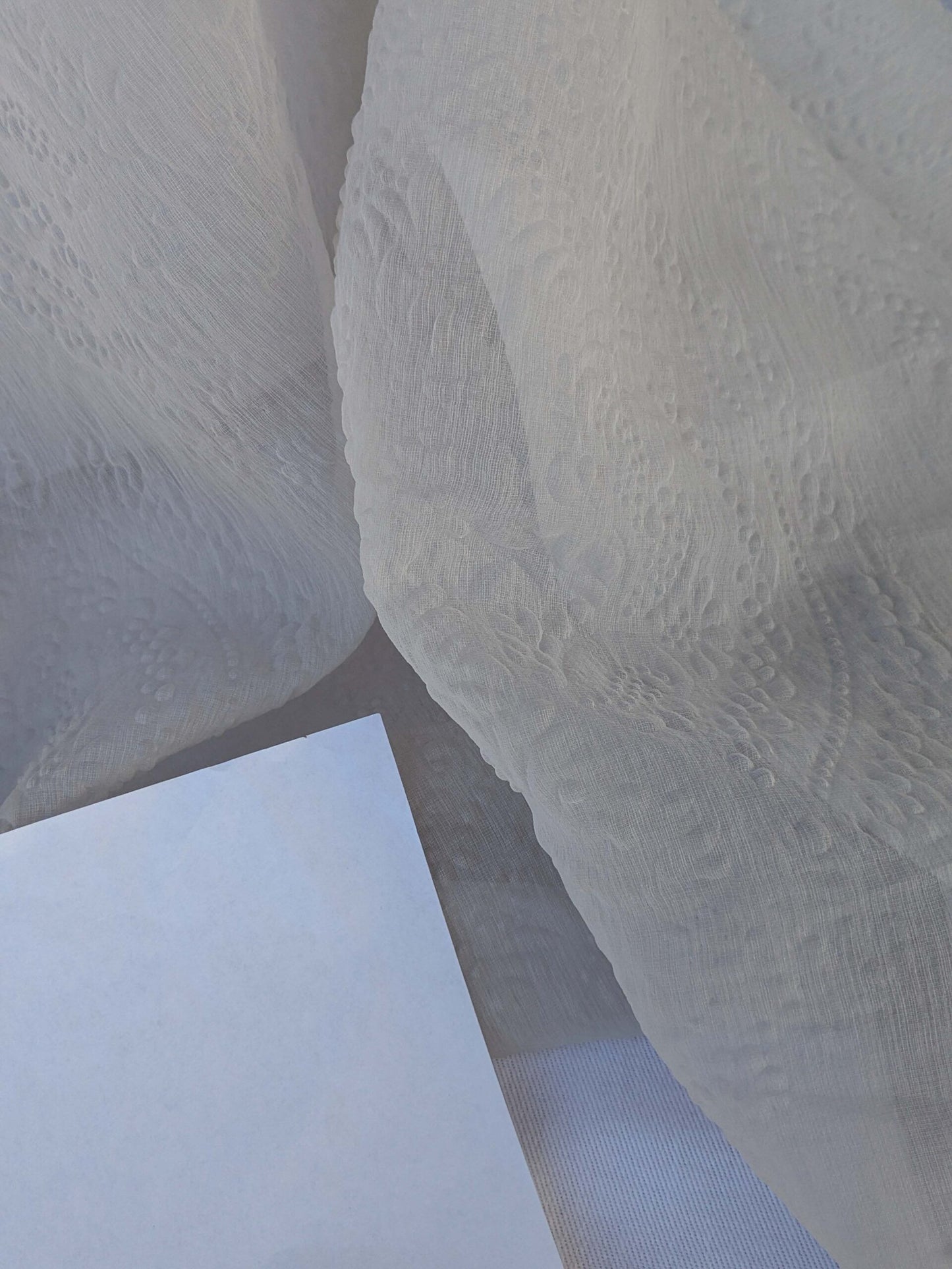 12 EV43 Sheers 2.4y x 56"w Scalamandre Christian Fischbacher Orient Light Eggshell Abstract Jacquard Small Stain