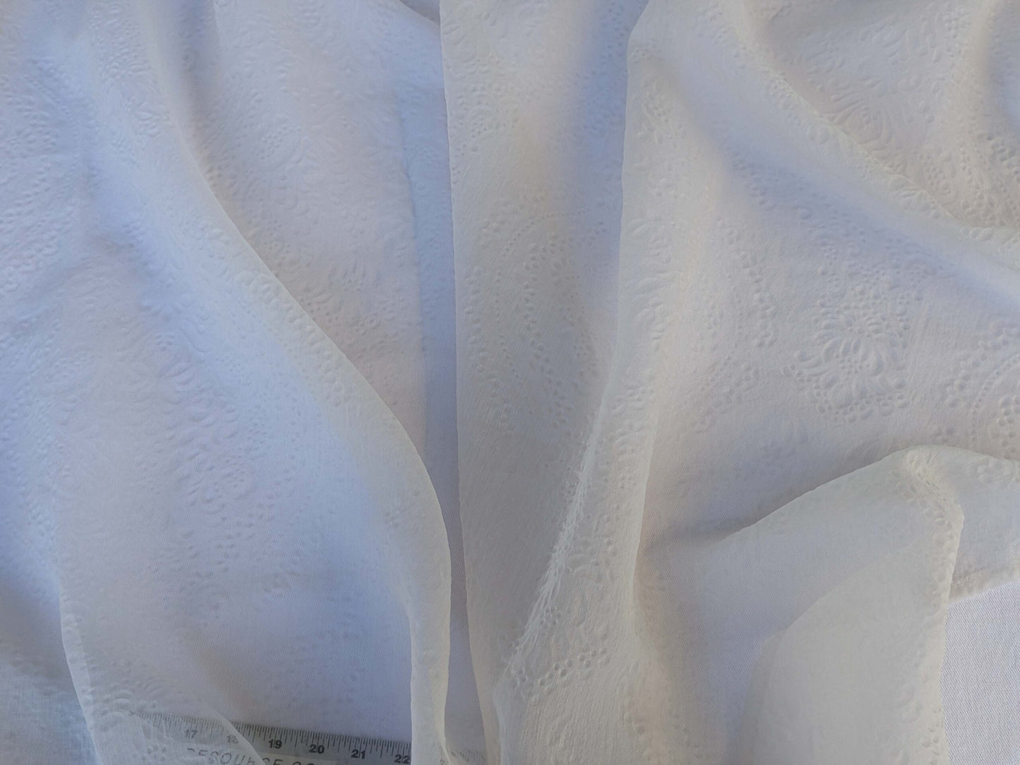 12 EV43 Sheers 2.4y x 56"w Scalamandre Christian Fischbacher Orient Light Eggshell Abstract Jacquard Small Stain