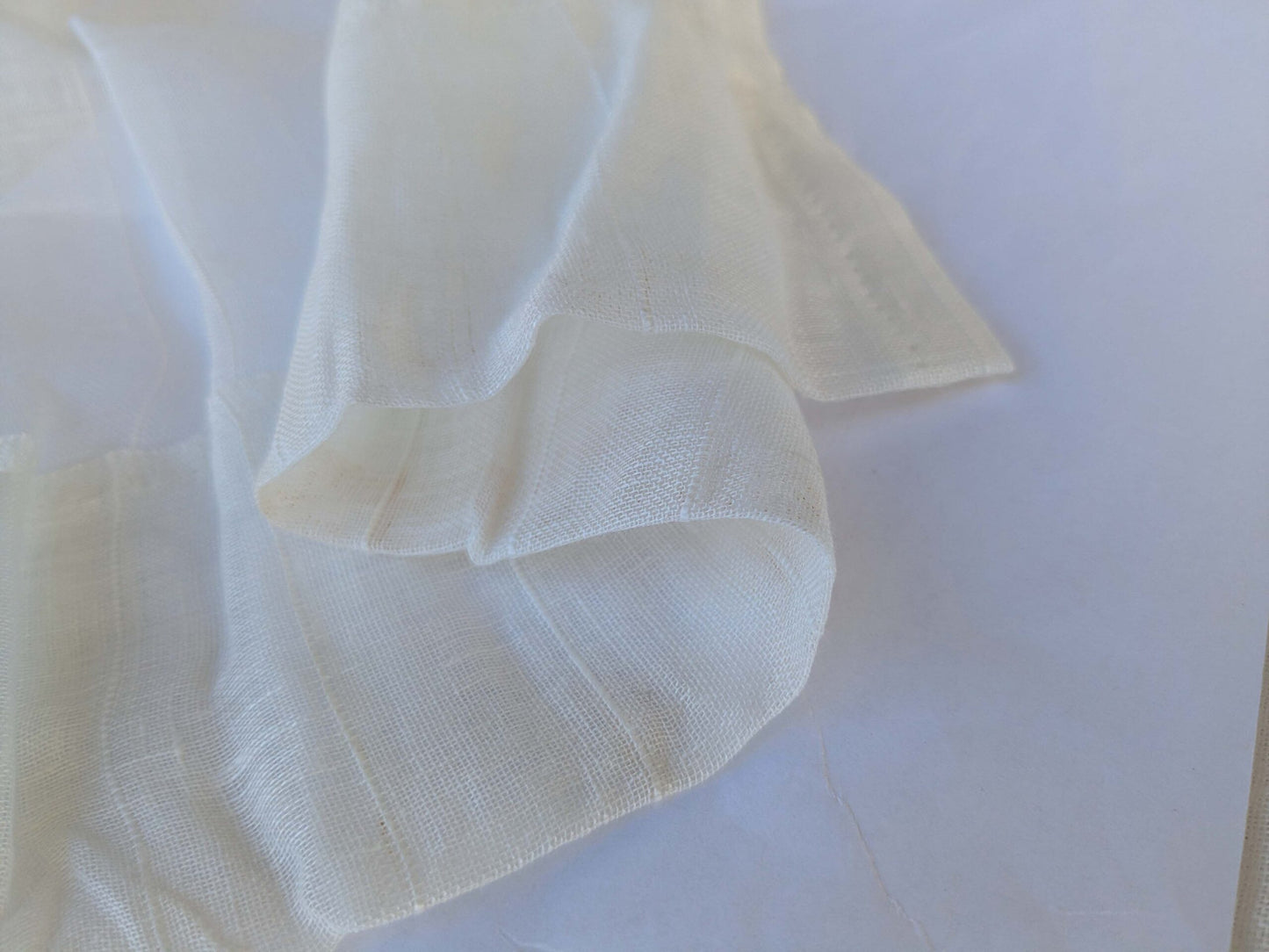 14 EV43 Sheers 2.4y x 55"w Scalamandre Chandler Linen Sheer Oyster Light Beige Stripe