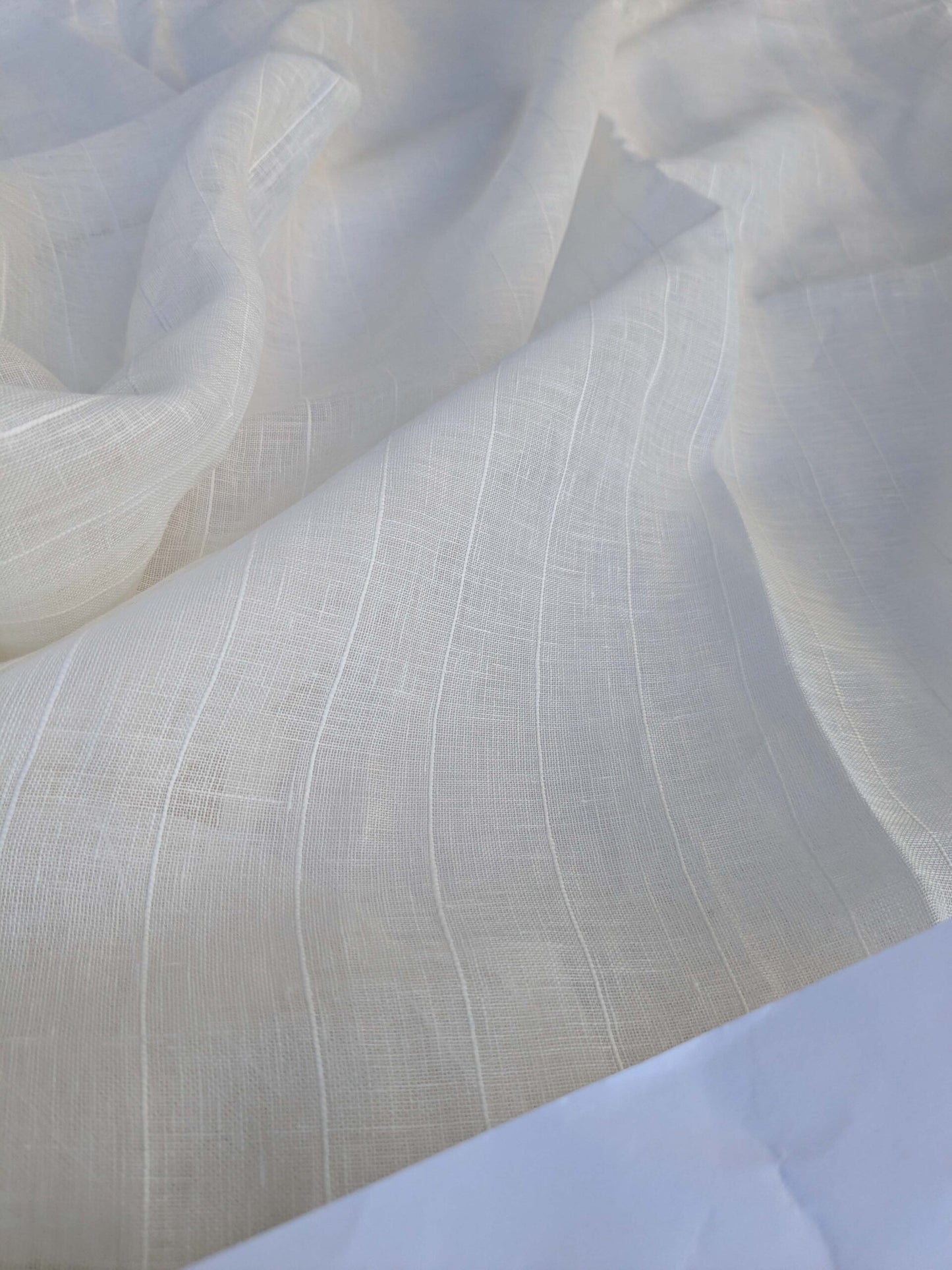 14 EV43 Sheers 2.4y x 55"w Scalamandre Chandler Linen Sheer Oyster Light Beige Stripe