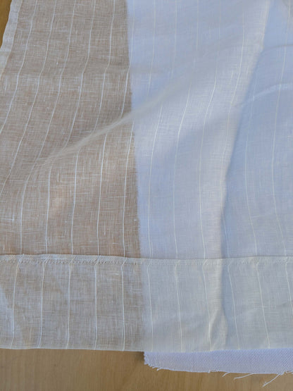 14 EV43 Sheers 2.4y x 55"w Scalamandre Chandler Linen Sheer Oyster Light Beige Stripe