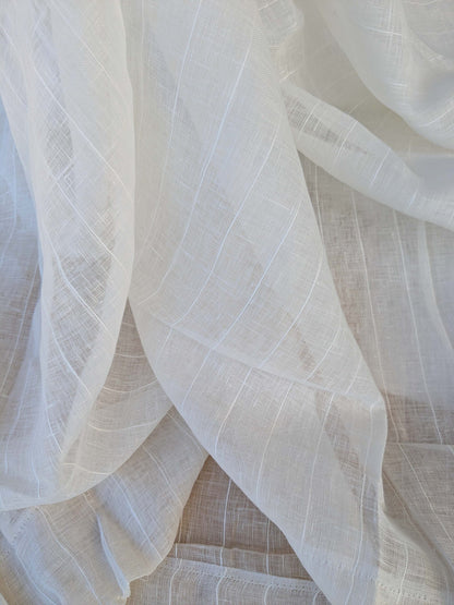 14 EV43 Sheers 2.4y x 55"w Scalamandre Chandler Linen Sheer Oyster Light Beige Stripe