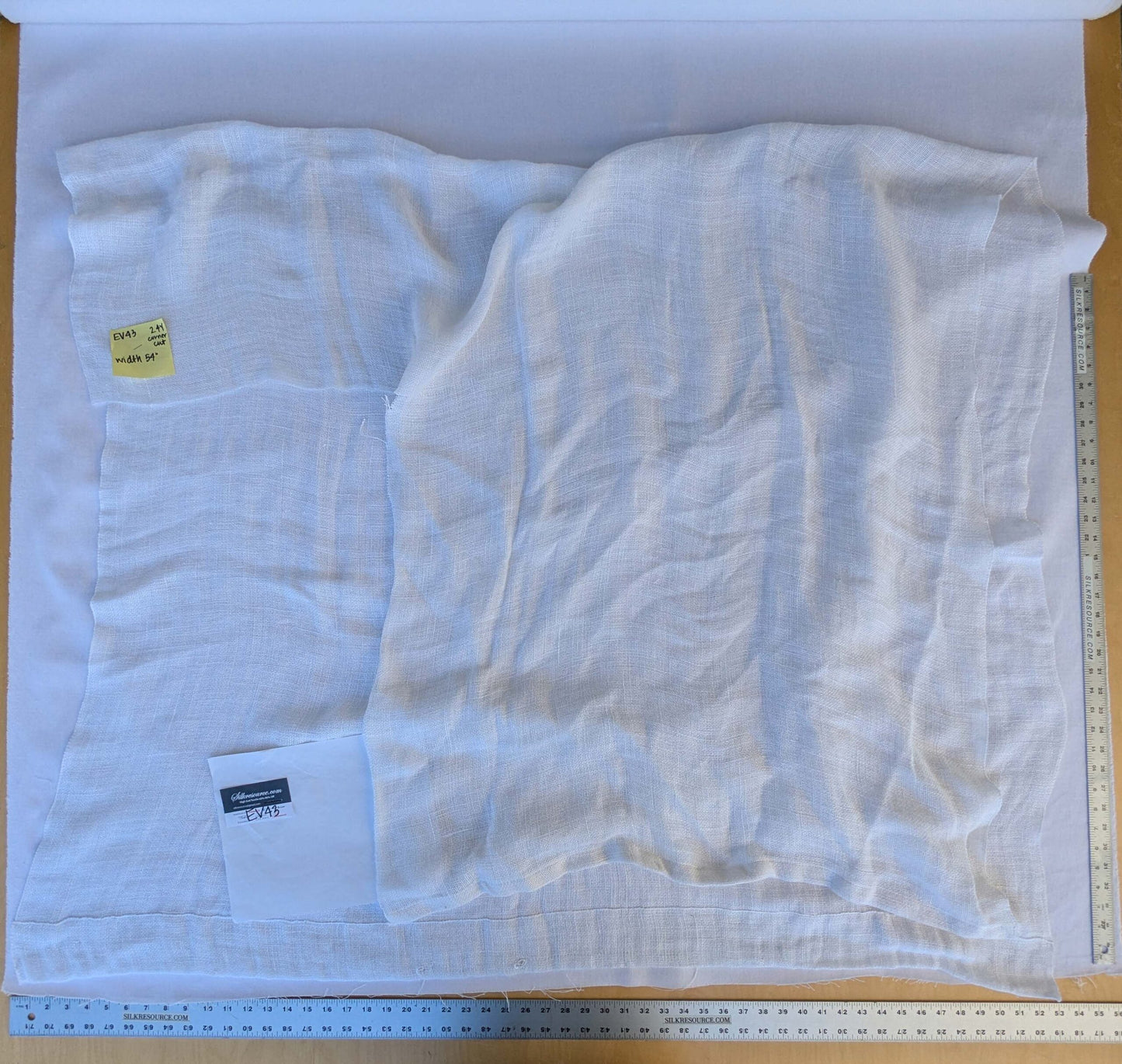 15 EV43 Sheers 2.4y x 54"w with Corner Cut Scalamandre Solid White Sheer