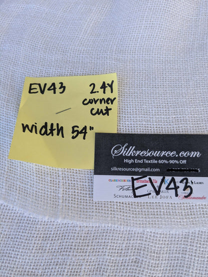 15 EV43 Sheers 2.4y x 54"w with Corner Cut Scalamandre Solid White Sheer