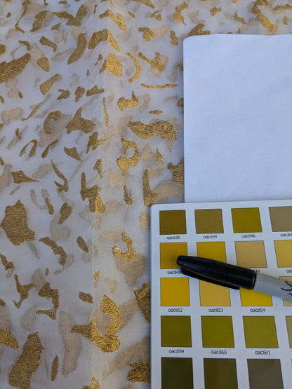 16 EV43 Sheers 2.4y x 53"w  Scalamandre Colony Roma Dots Metallic Gold Abstract Silk Organza SKU: 26820-003