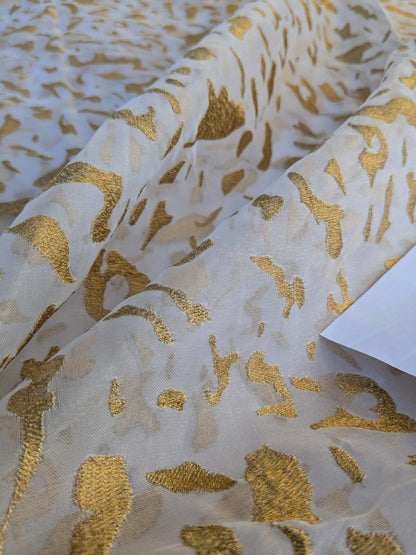16 EV43 Sheers 2.4y x 53"w  Scalamandre Colony Roma Dots Metallic Gold Abstract Silk Organza SKU: 26820-003