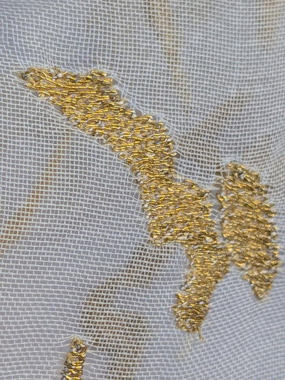 16 EV43 Sheers 2.4y x 53"w  Scalamandre Colony Roma Dots Metallic Gold Abstract Silk Organza SKU: 26820-003