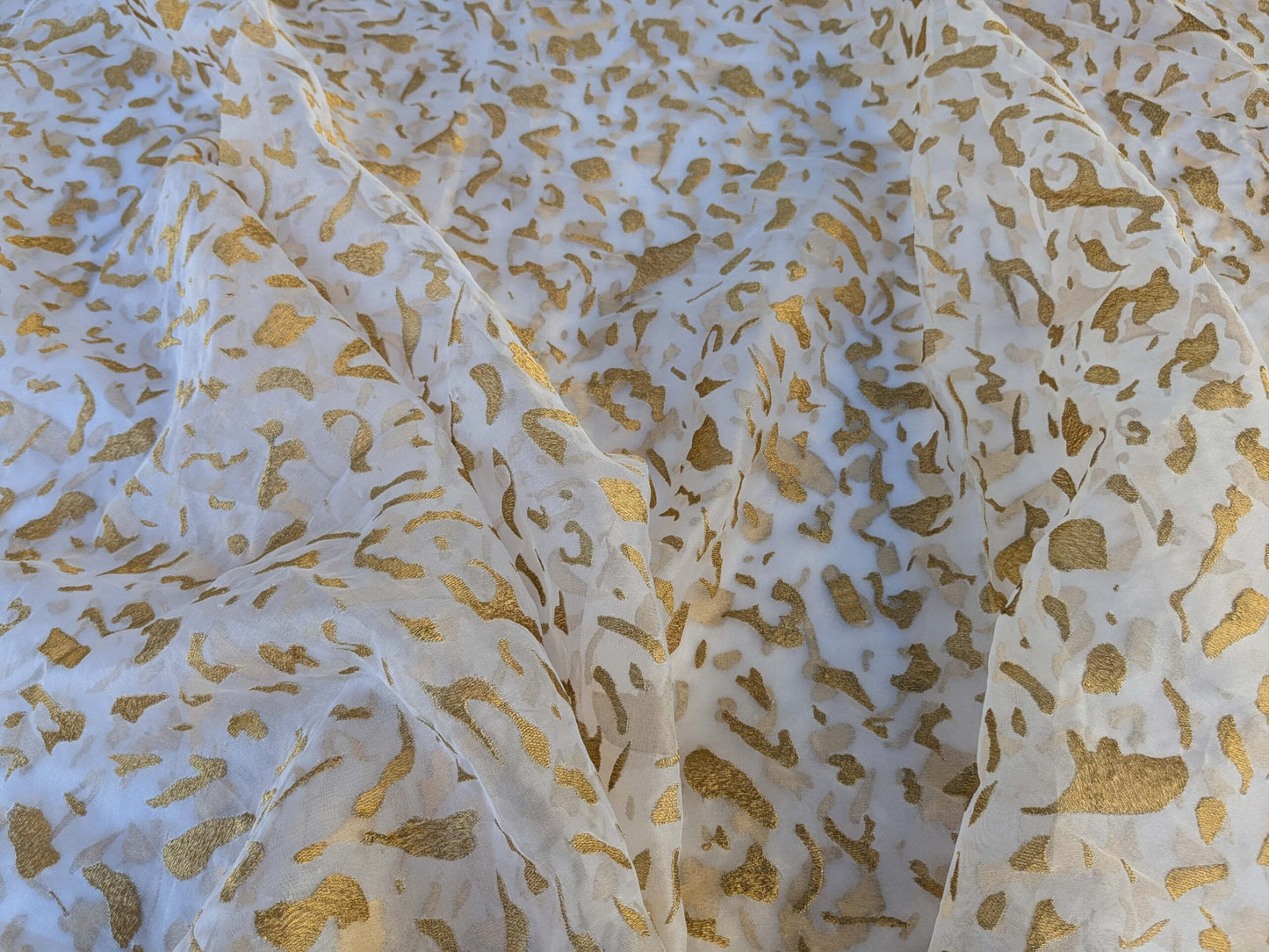 16 EV43 Sheers 2.4y x 53"w  Scalamandre Colony Roma Dots Metallic Gold Abstract Silk Organza SKU: 26820-003