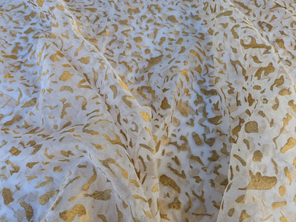 16 EV43 Sheers 2.4y x 53"w  Scalamandre Colony Roma Dots Metallic Gold Abstract Silk Organza SKU: 26820-003