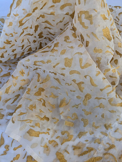 16 EV43 Sheers 2.4y x 53"w  Scalamandre Colony Roma Dots Metallic Gold Abstract Silk Organza SKU: 26820-003