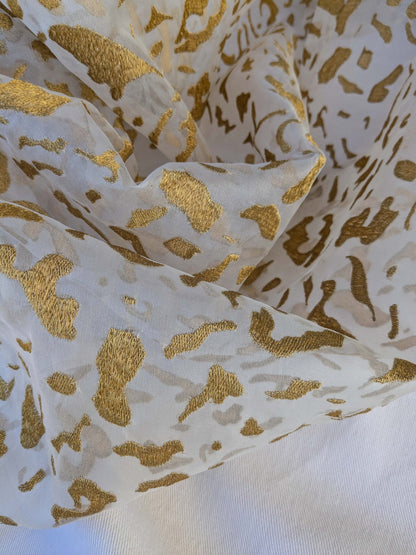 16 EV43 Sheers 2.4y x 53"w  Scalamandre Colony Roma Dots Metallic Gold Abstract Silk Organza SKU: 26820-003
