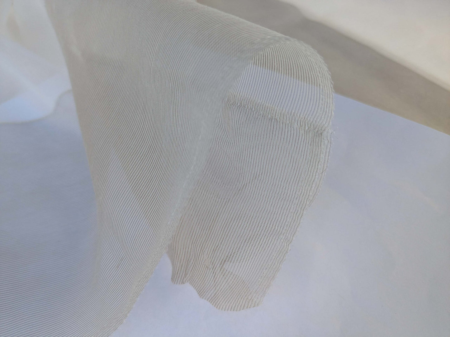 17 EV43 Sheers 2.5y x 56"w Scalamandre Christian Fischbacher Dialog Natural White Stripe Sheer Polyester