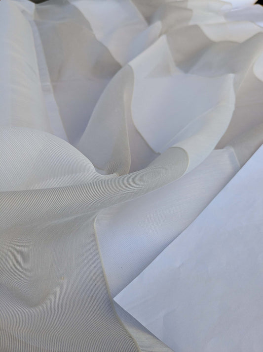 Scalamandre Christian Fischbacher Dialog Sheer Polyester - Natural White Stripe