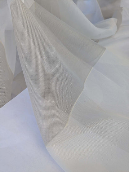 17 EV43 Sheers 2.5y x 56"w Scalamandre Christian Fischbacher Dialog Natural White Stripe Sheer Polyester