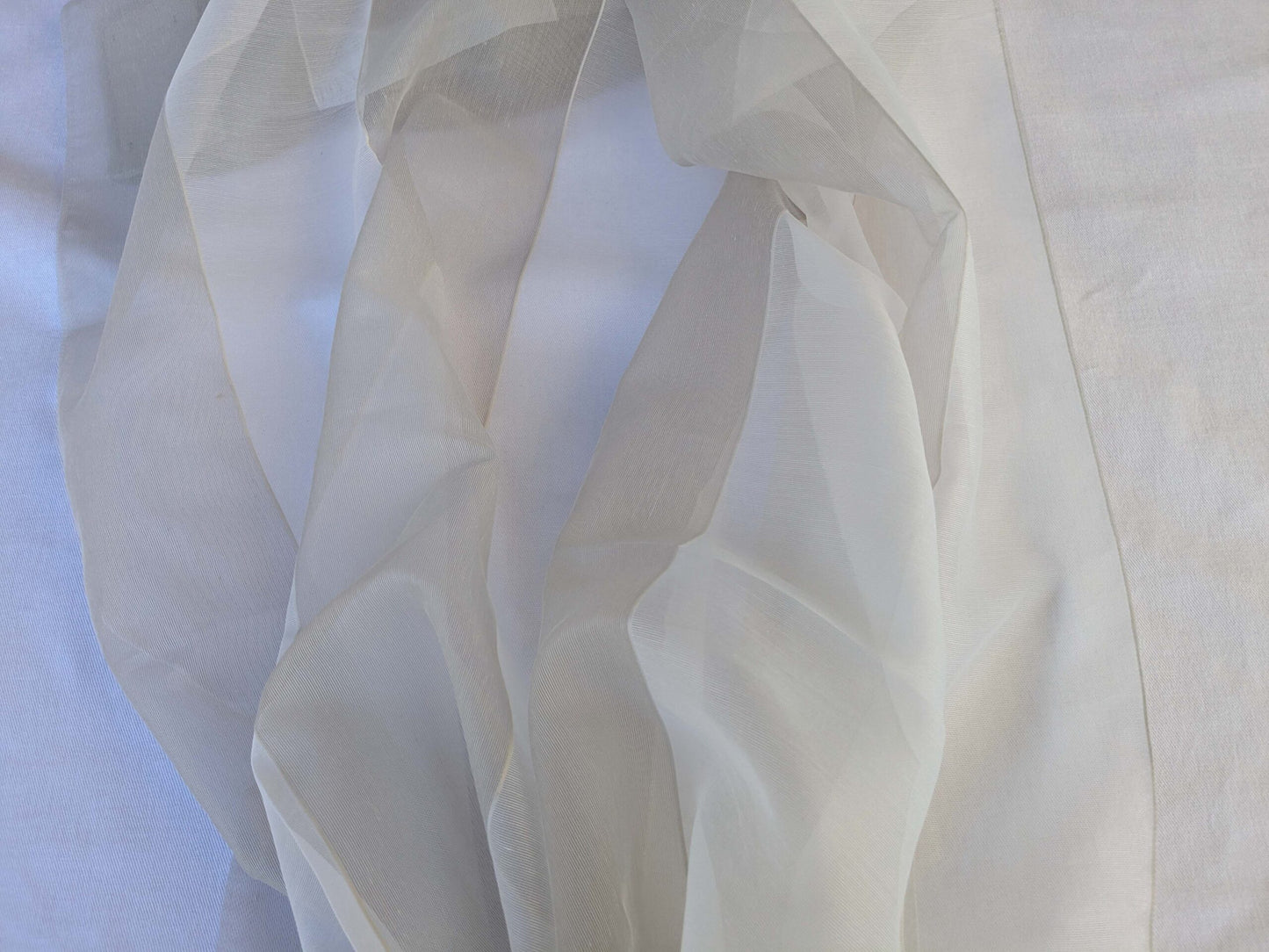 17 EV43 Sheers 2.5y x 56"w Scalamandre Christian Fischbacher Dialog Natural White Stripe Sheer Polyester