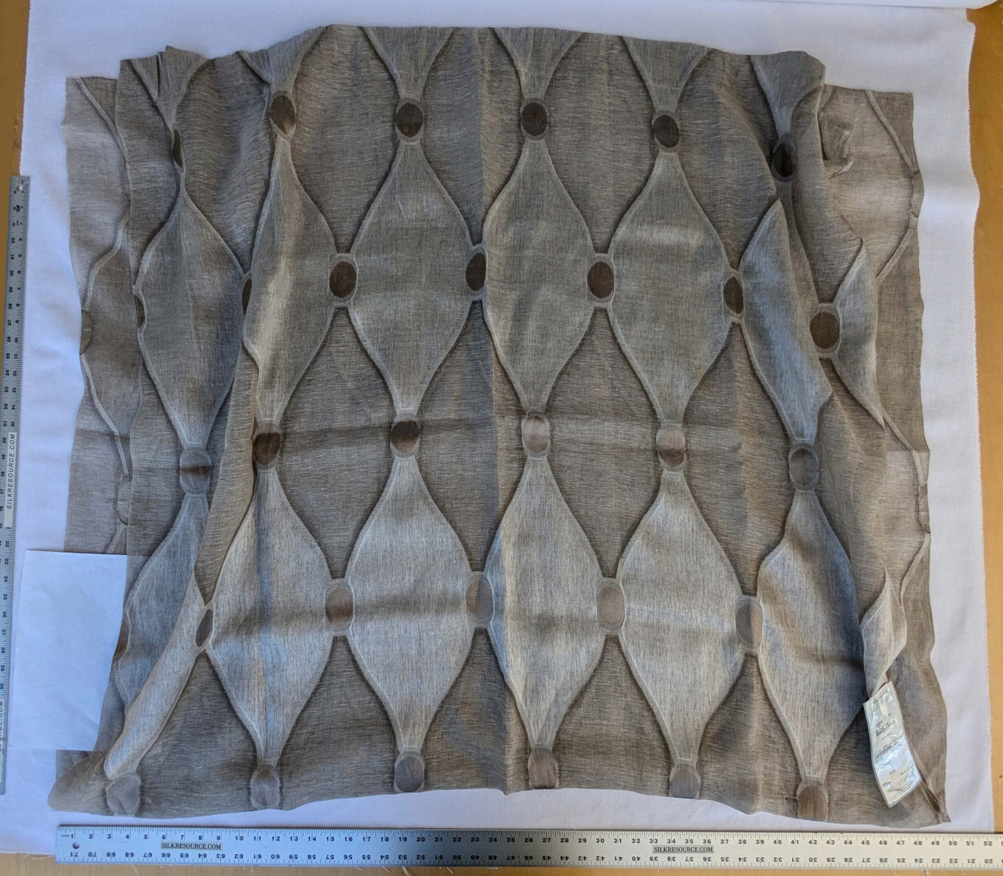 18 EV43 Sheers 2.5y x 54"w Scalamandre Christian Fischbacher Losanghe Twig Brown Gray Diamond Ogee