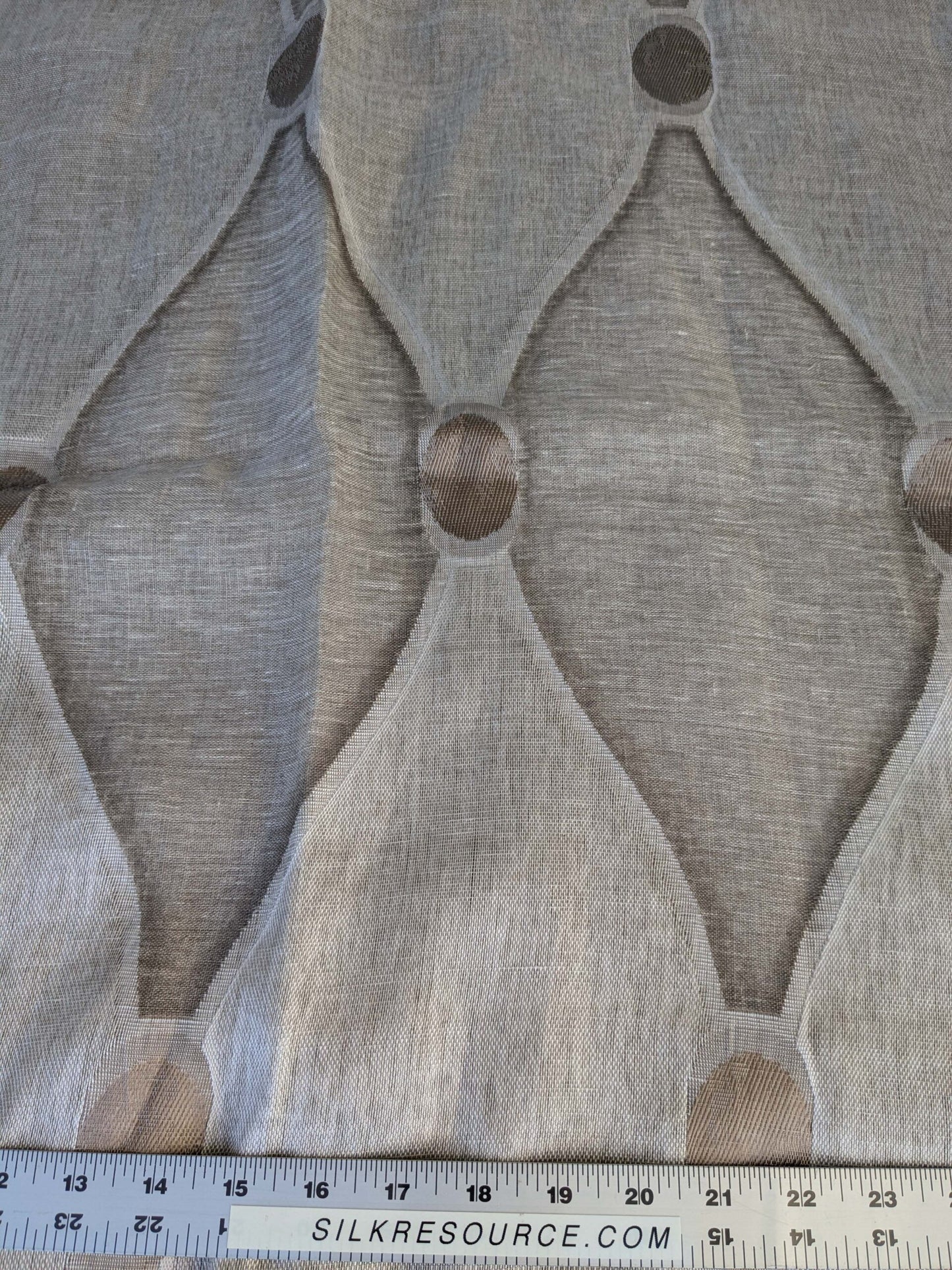 18 EV43 Sheers 2.5y x 54"w Scalamandre Christian Fischbacher Losanghe Twig Brown Gray Diamond Ogee