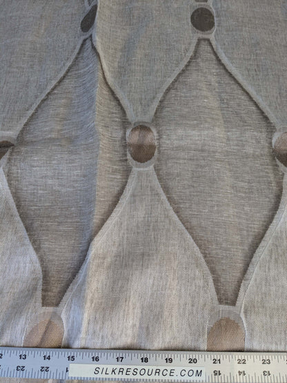 18 EV43 Sheers 2.5y x 54"w Scalamandre Christian Fischbacher Losanghe Twig Brown Gray Diamond Ogee