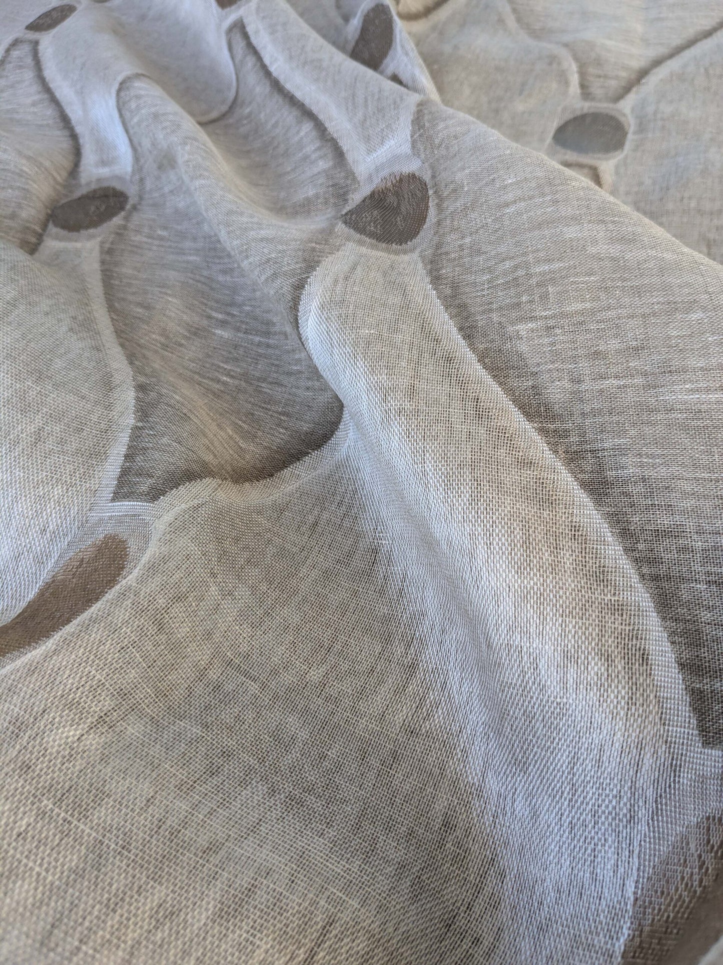 18 EV43 Sheers 2.5y x 54"w Scalamandre Christian Fischbacher Losanghe Twig Brown Gray Diamond Ogee