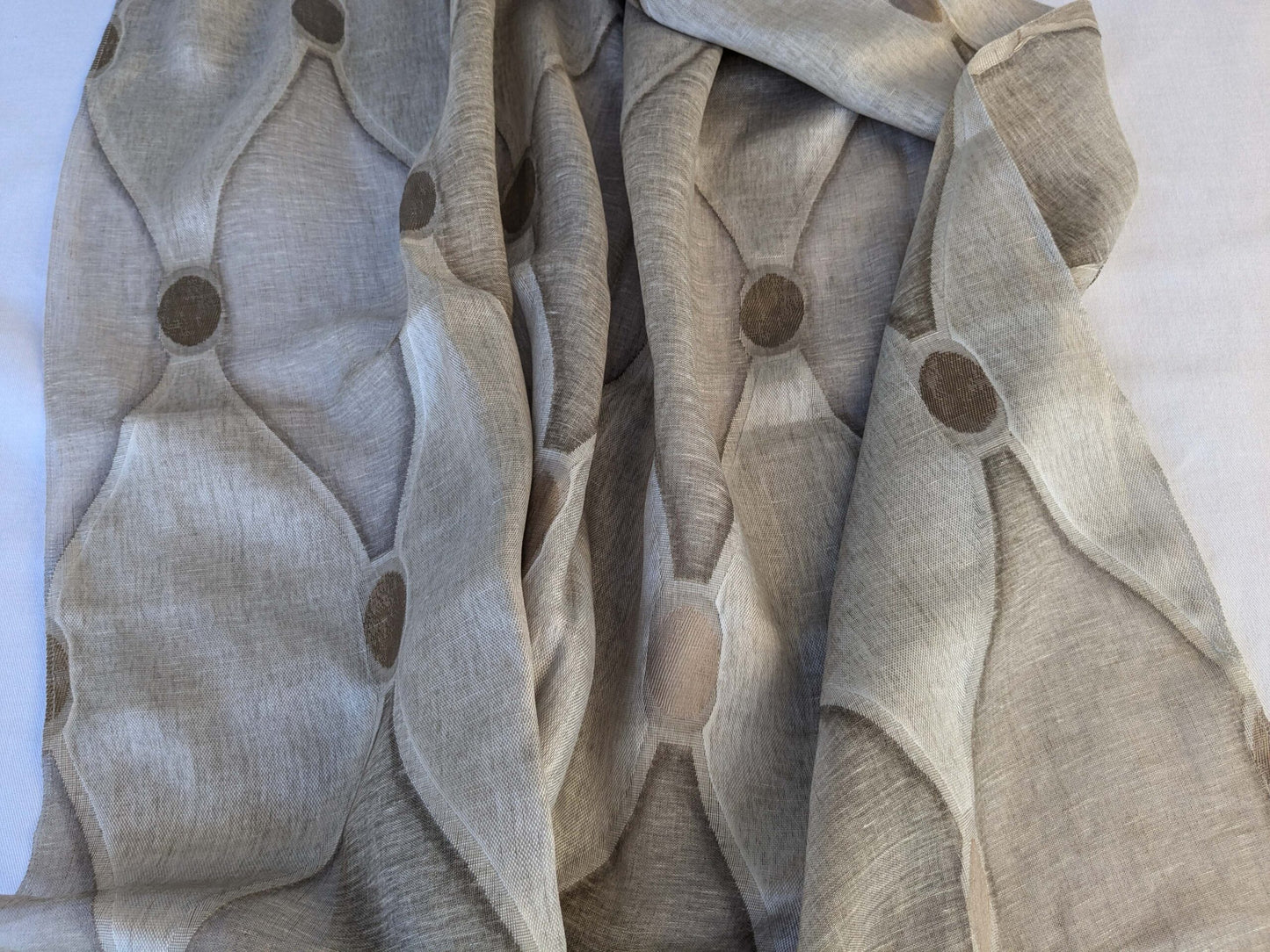 18 EV43 Sheers 2.5y x 54"w Scalamandre Christian Fischbacher Losanghe Twig Brown Gray Diamond Ogee