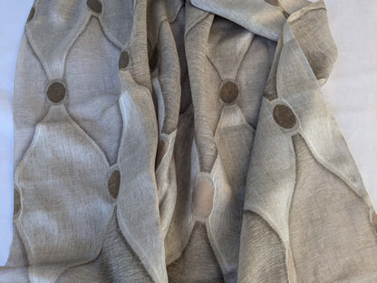 18 EV43 Sheers 2.5y x 54"w Scalamandre Christian Fischbacher Losanghe Twig Brown Gray Diamond Ogee