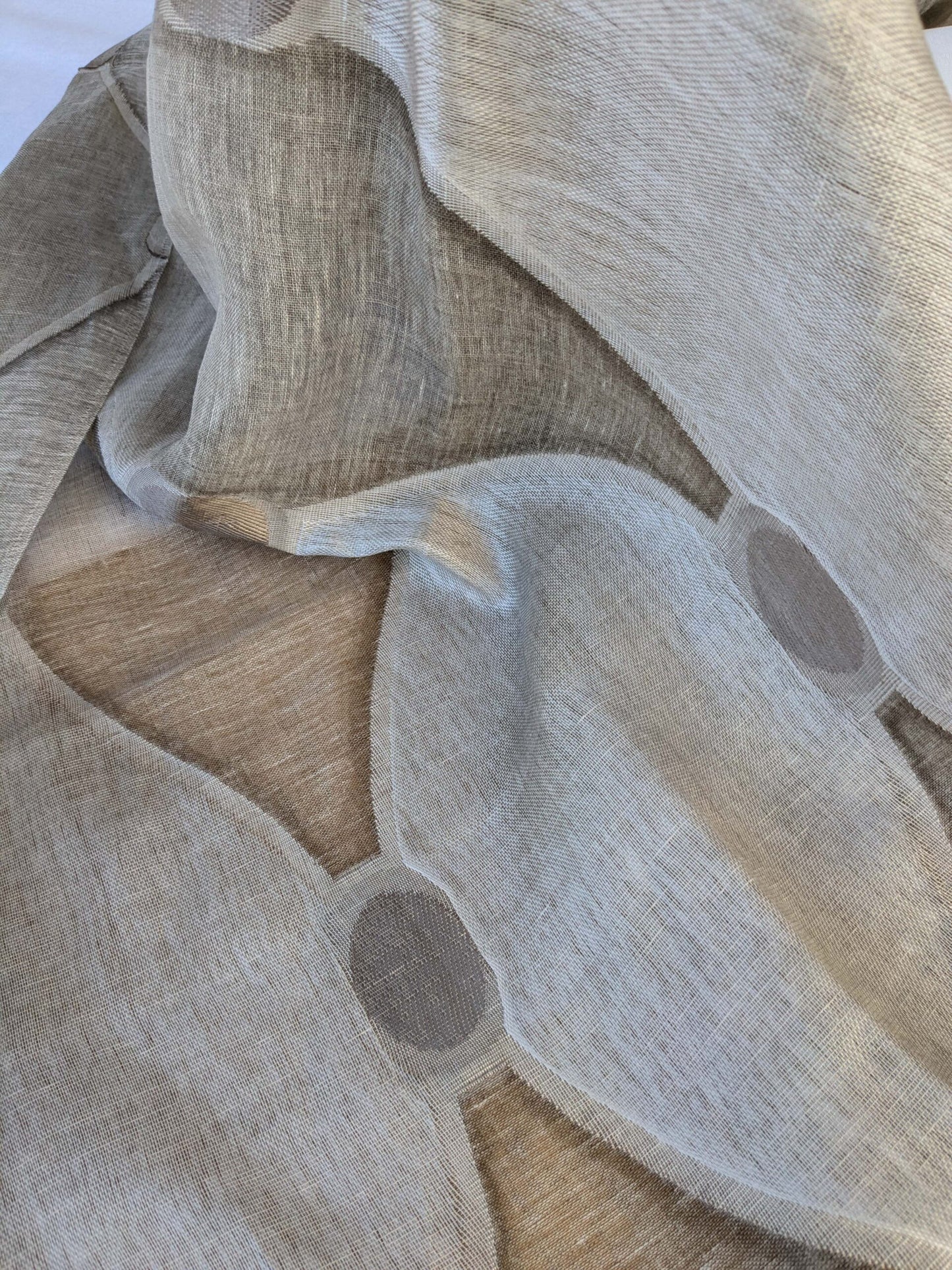 18 EV43 Sheers 2.5y x 54"w Scalamandre Christian Fischbacher Losanghe Twig Brown Gray Diamond Ogee