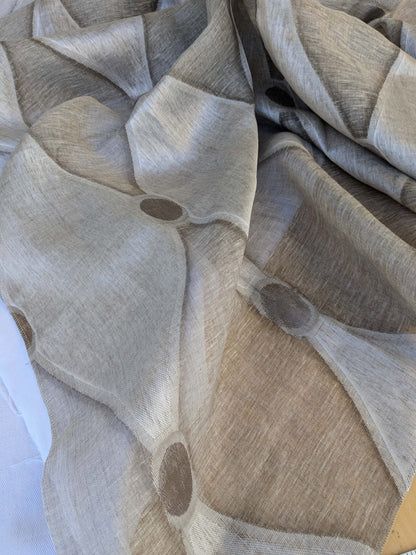 18 EV43 Sheers 2.5y x 54"w Scalamandre Christian Fischbacher Losanghe Twig Brown Gray Diamond Ogee