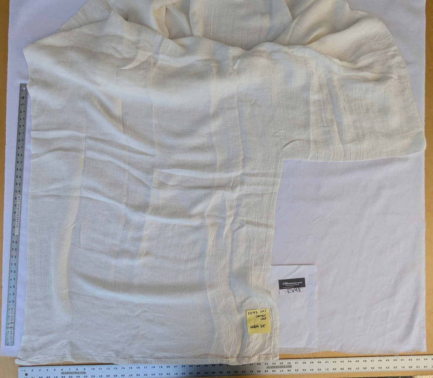 19 EV43 Sheers 2.4y x 54"w with Corner Cut Scalamandre Solid White Sheers