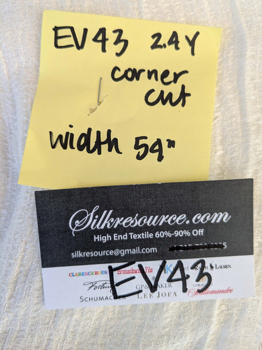 19 EV43 Sheers 2.4y x 54"w with Corner Cut Scalamandre Solid White Sheers