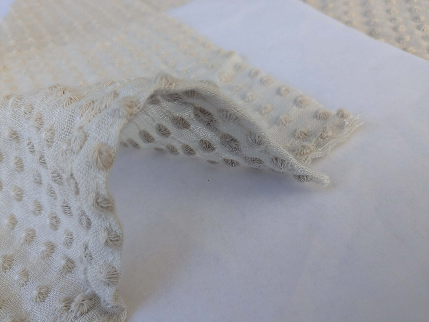 20 EV43 Sheers 2.4y x 54"w with Corner Cut Scalamandre Dot Small Scale Texture Beige