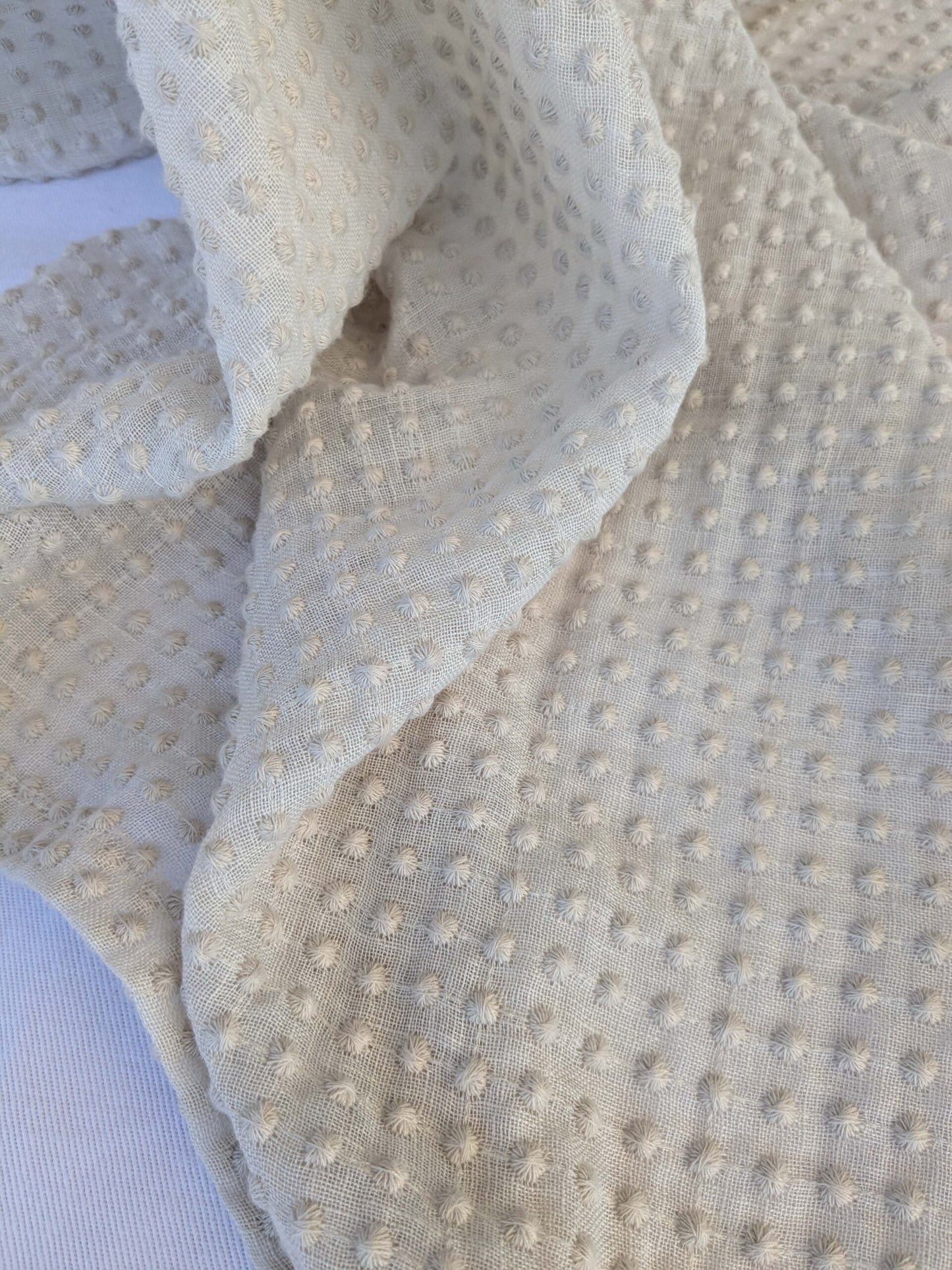 20 EV43 Sheers 2.4y x 54"w with Corner Cut Scalamandre Dot Small Scale Texture Beige