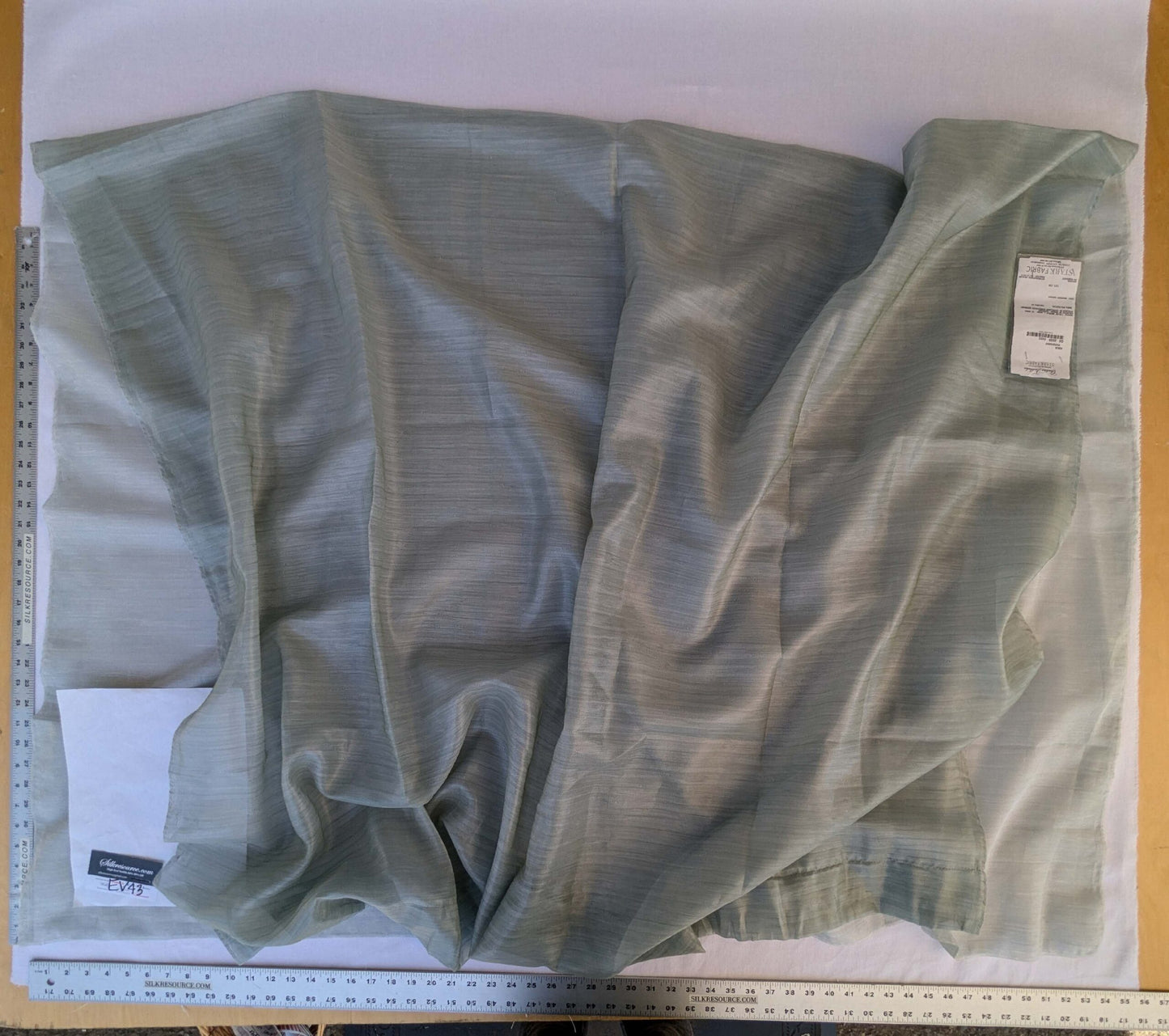 21 EV43 Sheers 2.4y x 56"w with Scalamandre Christian Fischbacher Aqua Verdigris Solid Polyester Gray