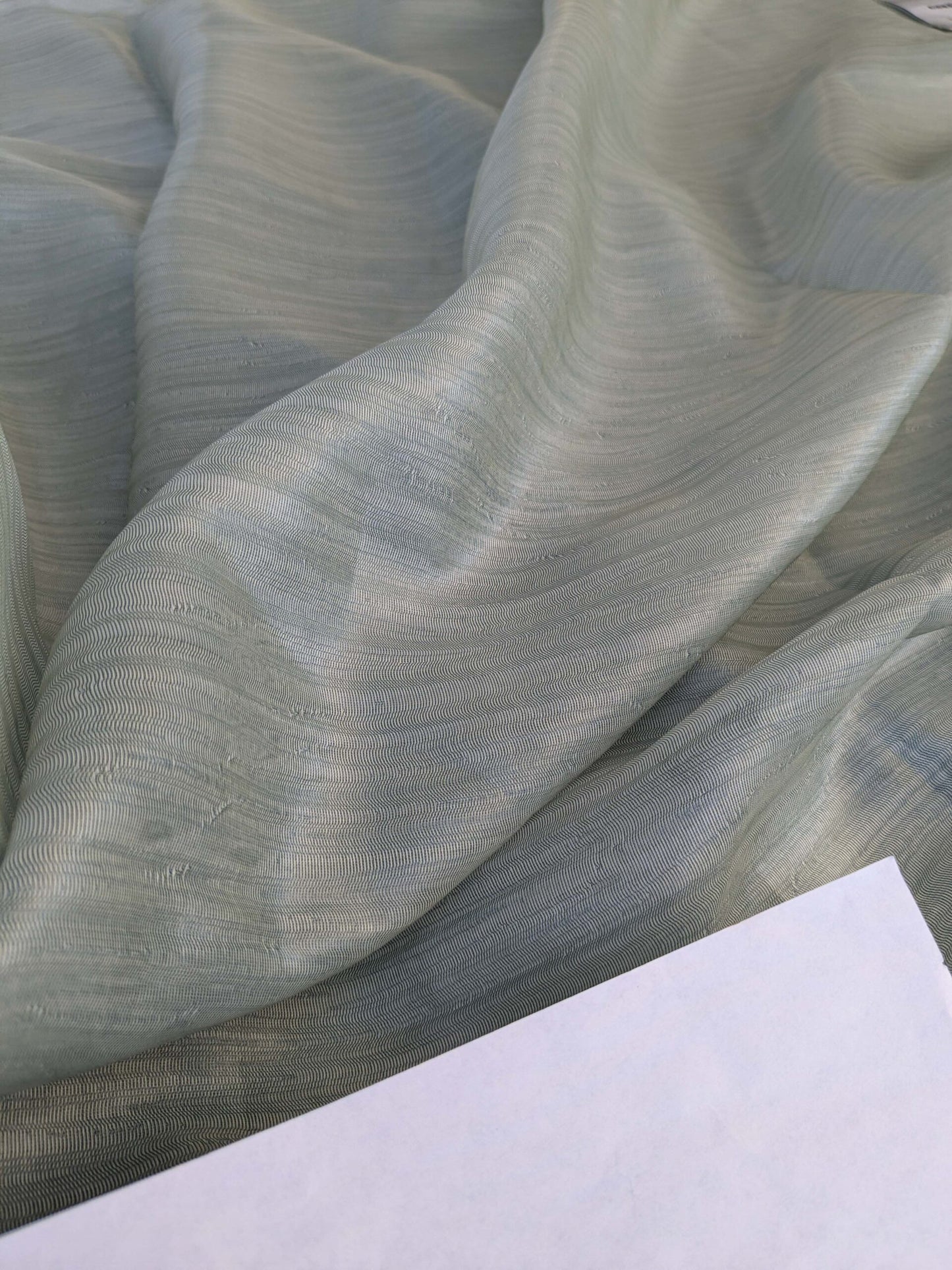 21 EV43 Sheers 2.4y x 56"w with Scalamandre Christian Fischbacher Aqua Verdigris Solid Polyester Gray