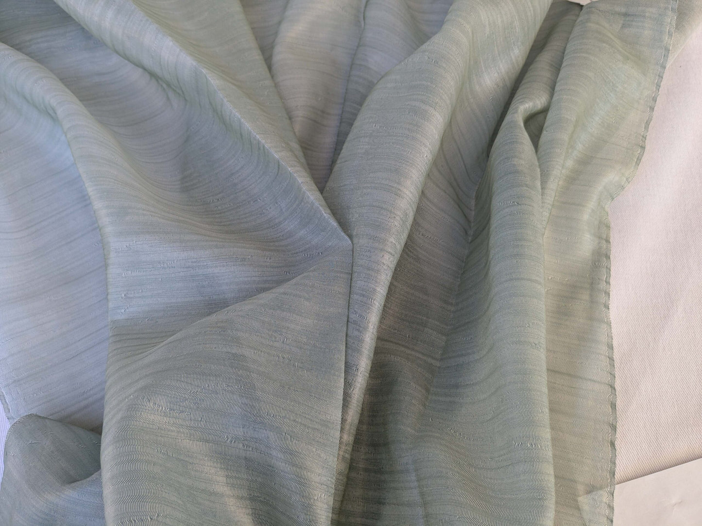 21 EV43 Sheers 2.4y x 56"w with Scalamandre Christian Fischbacher Aqua Verdigris Solid Polyester Gray