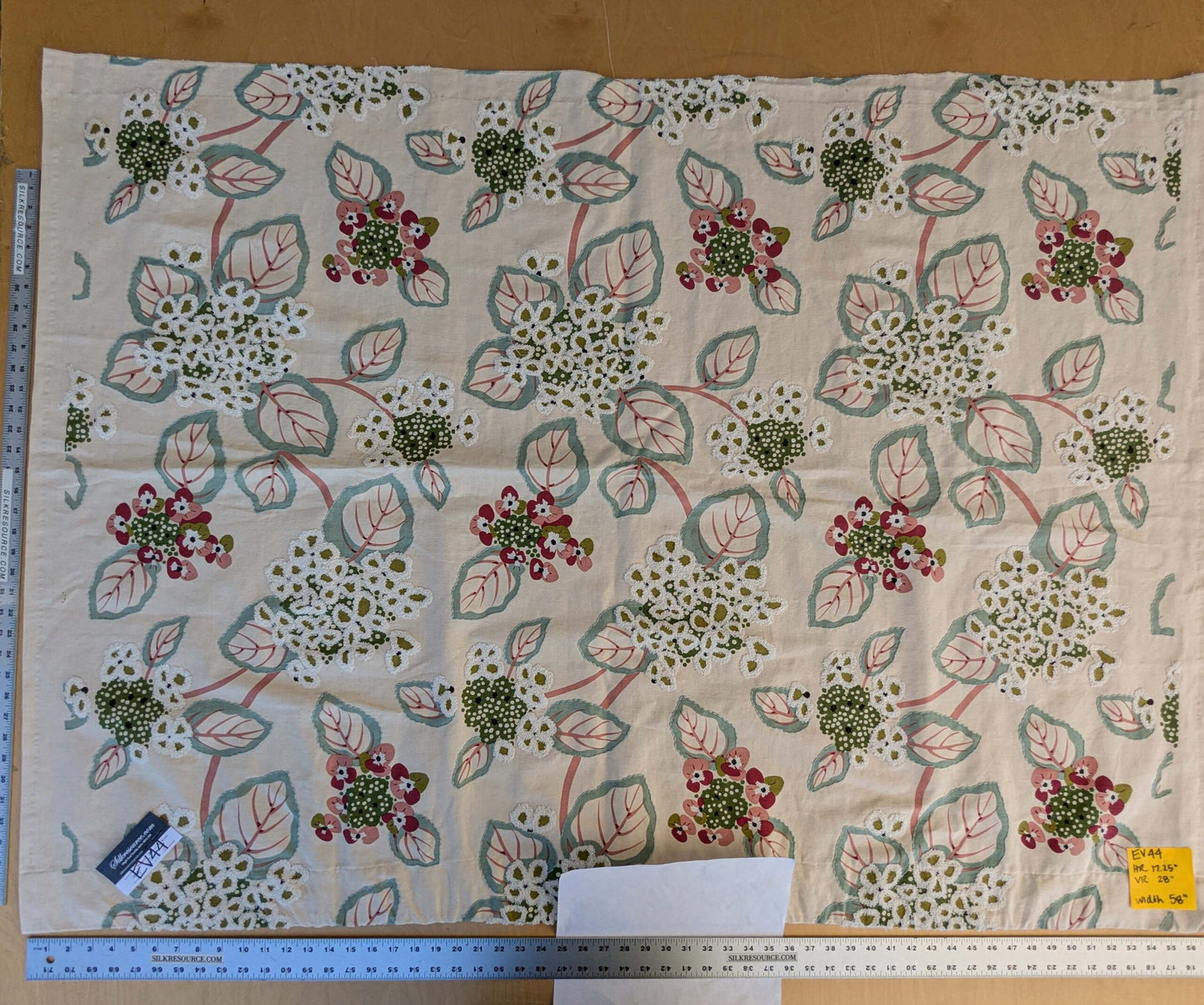 2 EV44 1.1y x 58"w Scalamandre Miranda Rose Green Floral Cotton Print Embroidery MSRP USD646/Yard