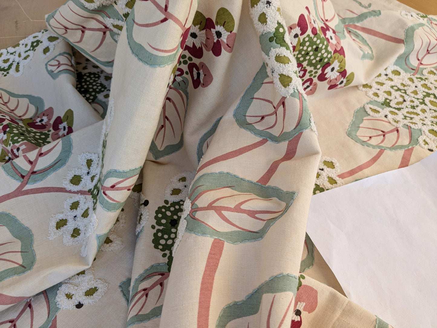 1 EV44 1.2y x 58"w Scalamandre Miranda Red Violet Floral Cotton Print Embroidery MSRP USD646/Yard