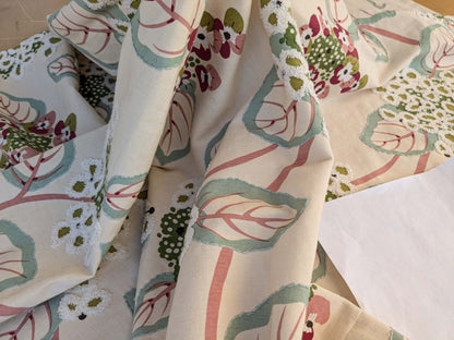 2 EV44 1.1y x 58"w Scalamandre Miranda Rose Green Floral Cotton Print Embroidery MSRP USD646/Yard