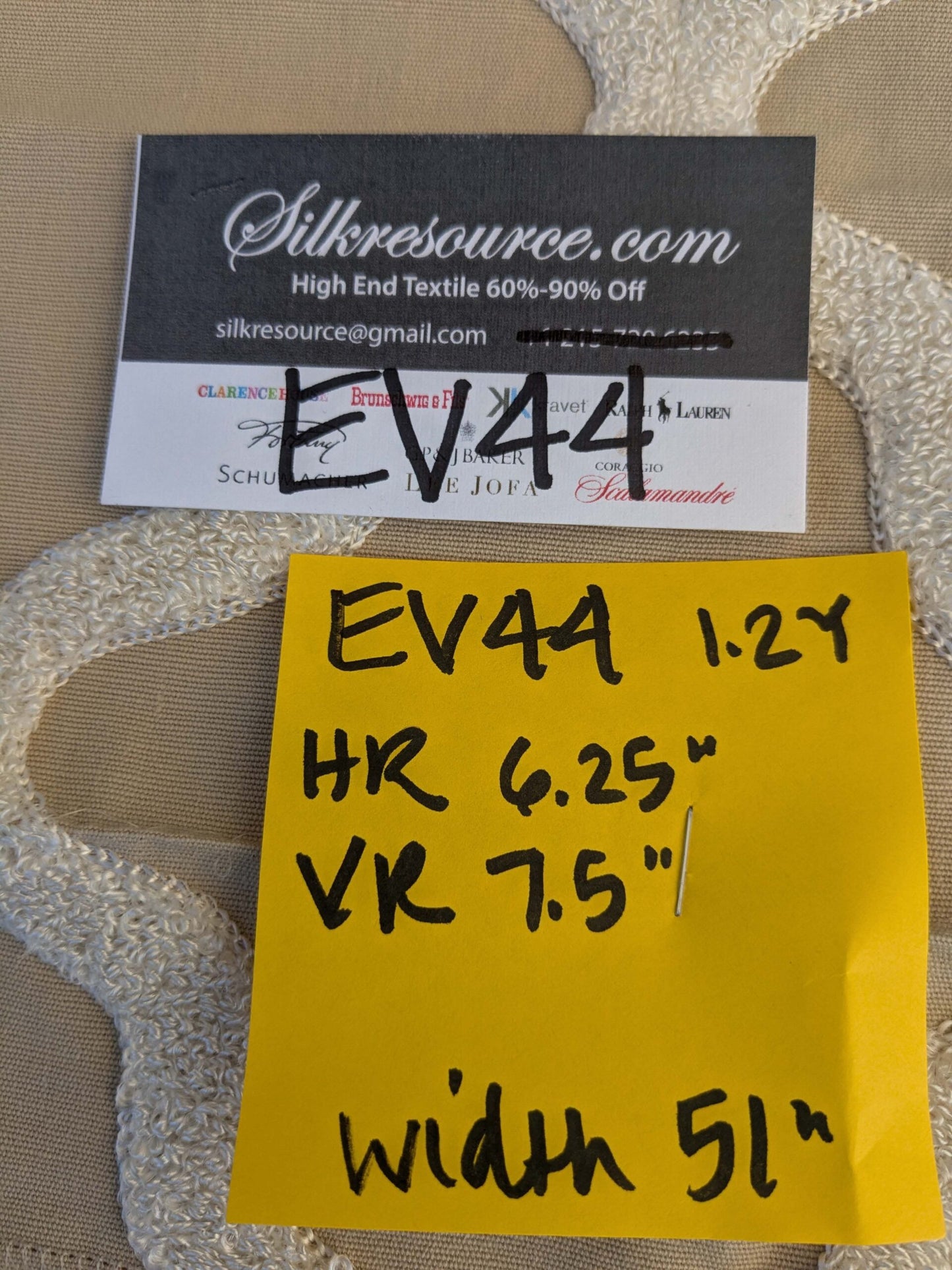 4 EV44 1.2y x 54" Scalamandre Fonthill Astley Boucle Biscuit Brown White Cream Diamond Ogee MSRP USD 338/Y